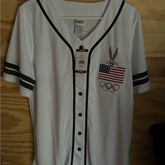 Warner Bros. Tops - White Bugs Bunny Olympic Womens Jersey NWT size XL